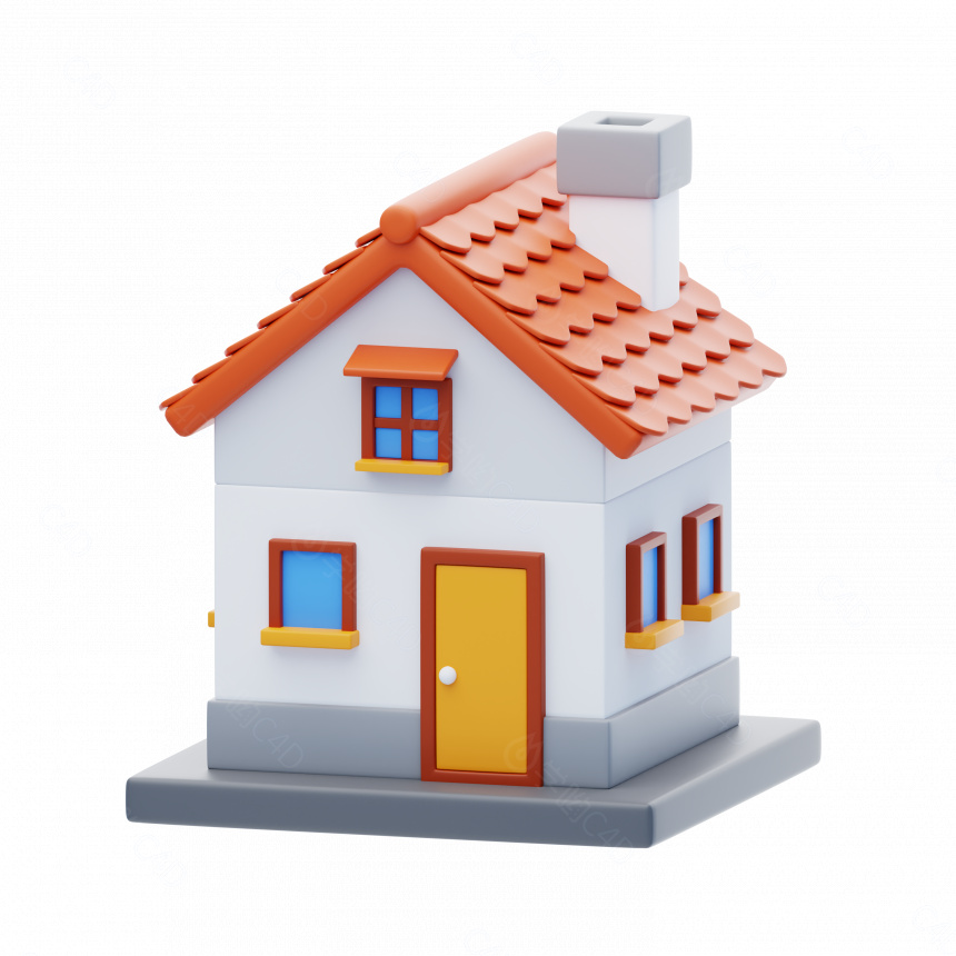 立体卡通房屋小建筑C4D模型