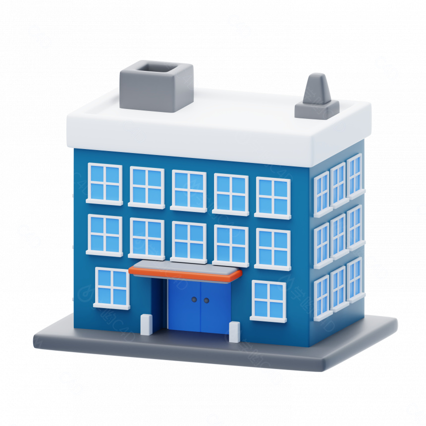 立体卡通房屋小建筑C4D模型