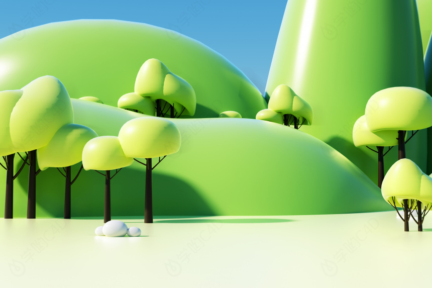 立体植树节绿色树木C4D模型