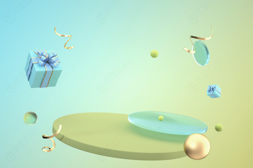 立体清新渐变电商悬浮台C4D模型