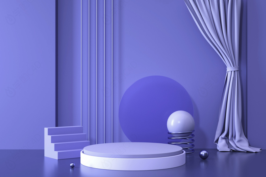 立体流行蓝紫简约展台C4D模型