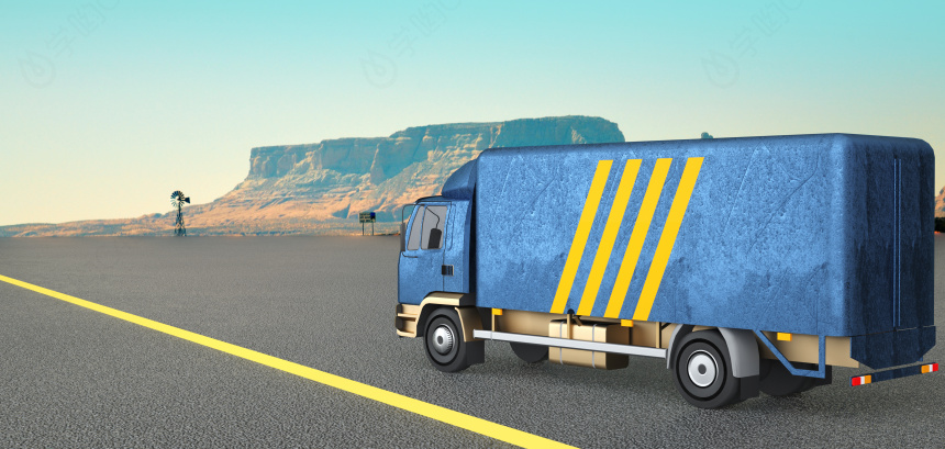 立体蓝色运载卡车C4D模型
