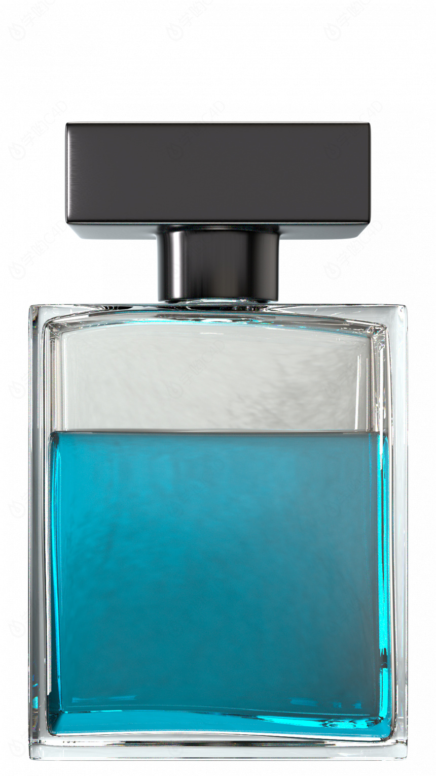 立体玻璃瓶蓝色香水C4D模型