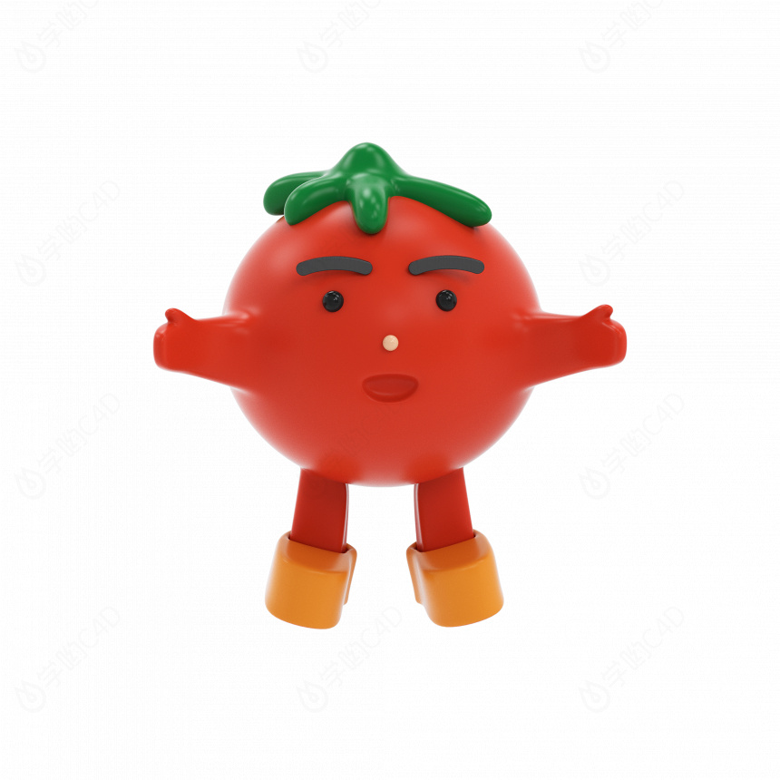 立体拟人红色西红柿卡通形象C4D模型