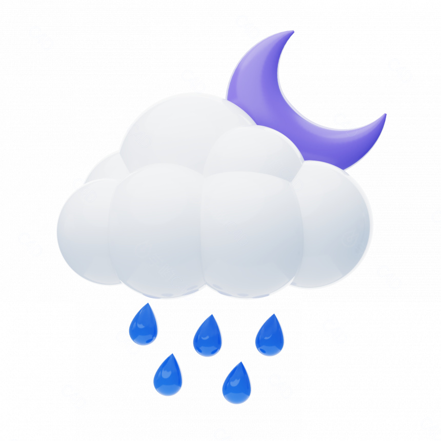 天气立体图标有雨C4D模型
