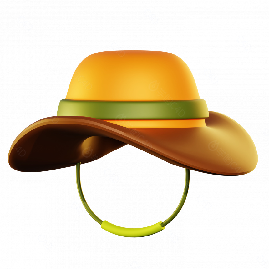 户外露营立体黄色帽子C4D模型