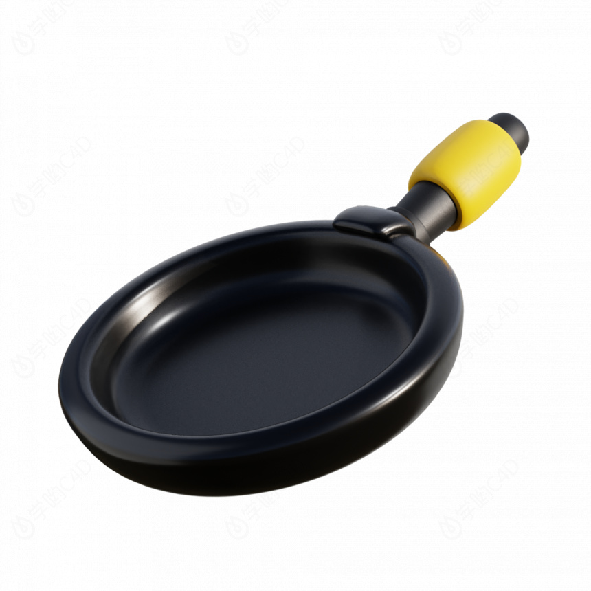 厨房用品立体黑色平底锅C4D模型