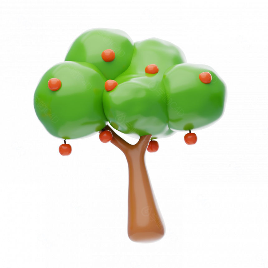 立体苹果树C4D模型