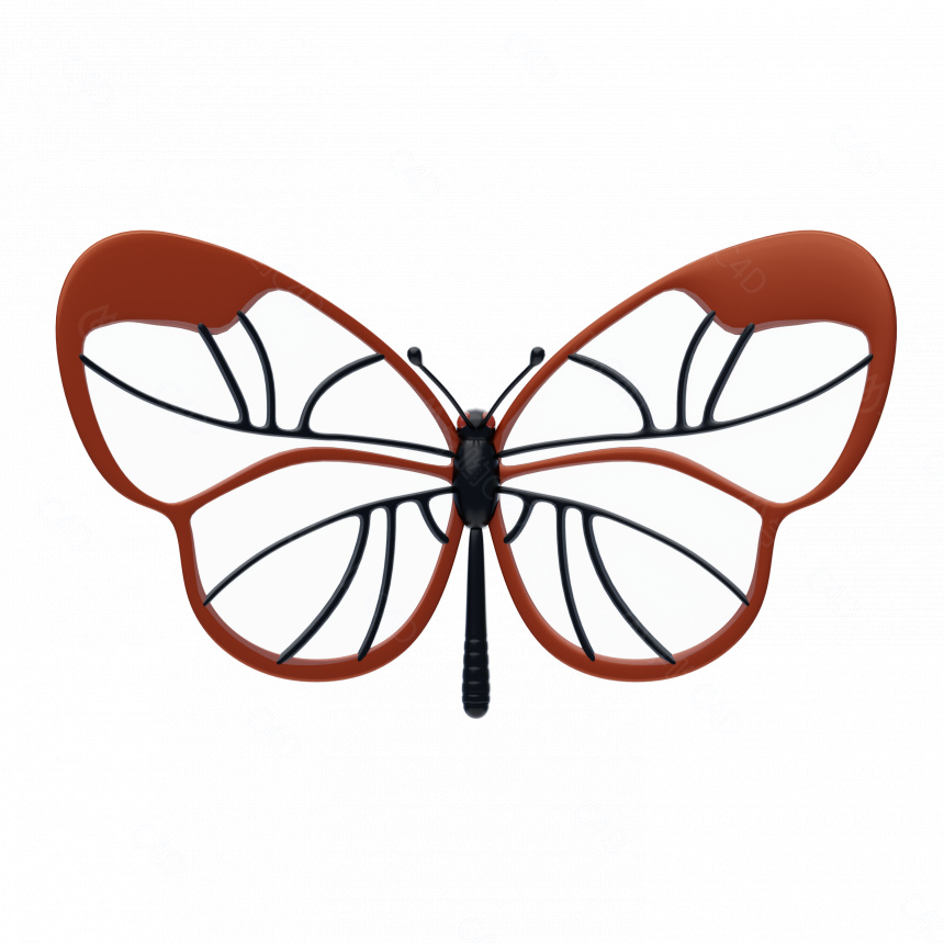 立体红色蝴蝶C4D模型