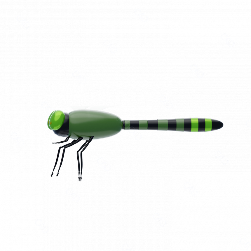 立体绿色蜻蜓C4D模型