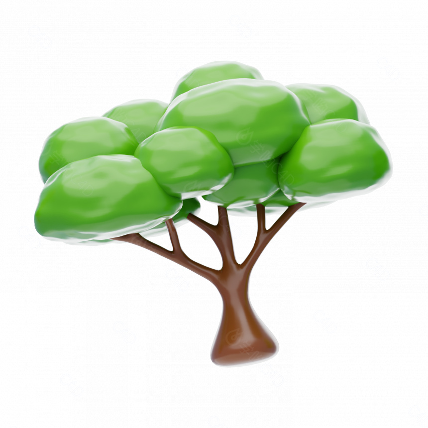 自然植物立体绿树C4D模型