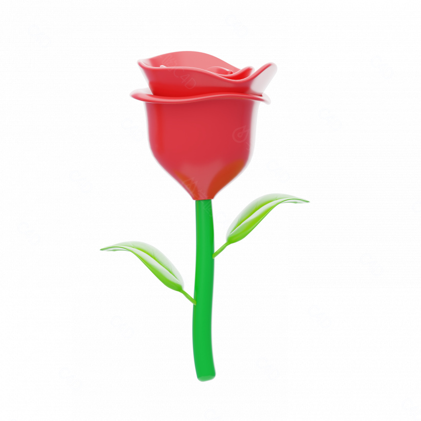 自然植物立体红色花朵C4D模型