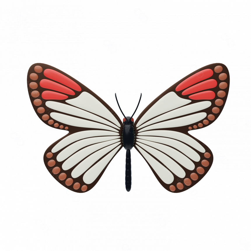 立体白色蝴蝶C4D模型