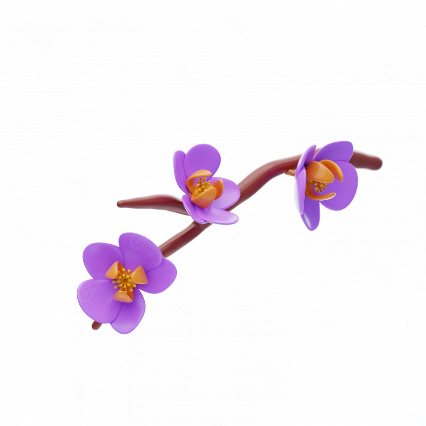 自然植物立体紫色花朵C4D模型