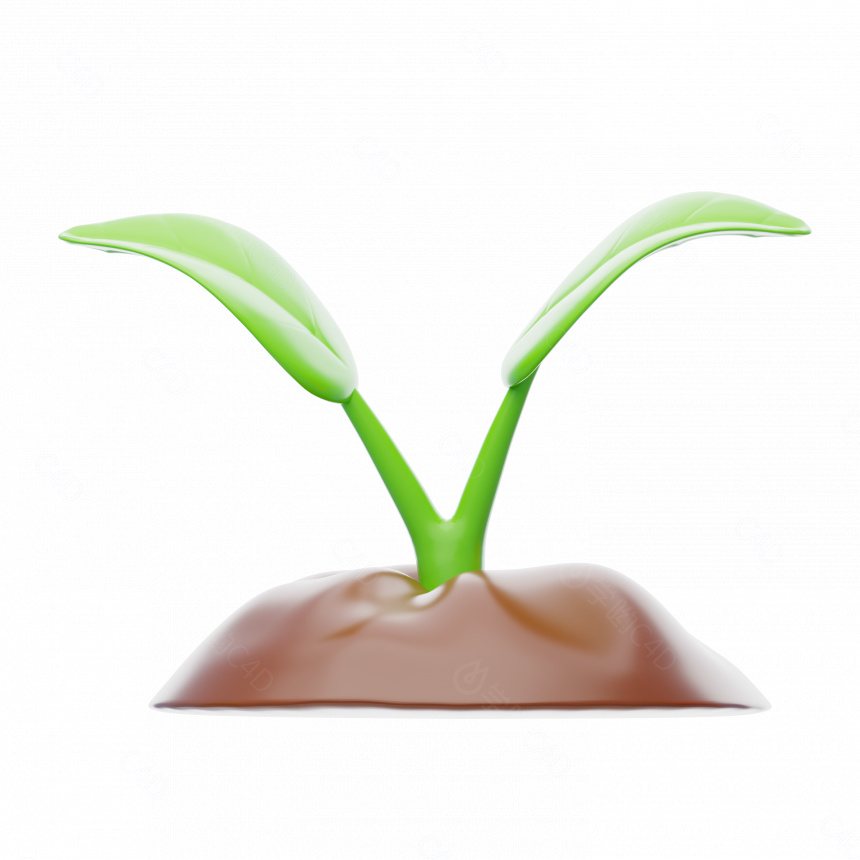自然植物立体绿色秧苗C4D模型