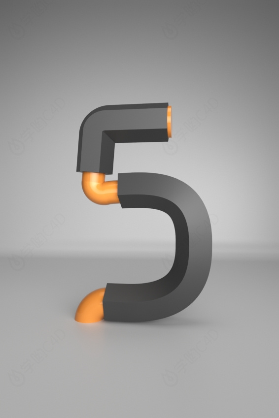 立体数字5简约创意艺术字C4D模型