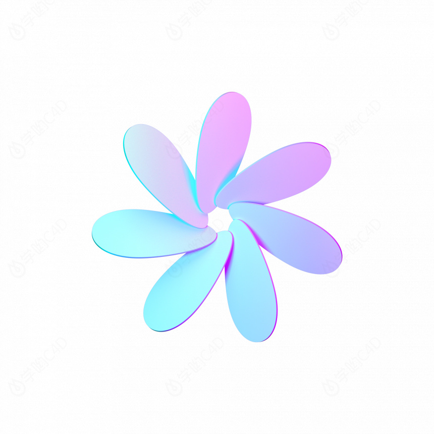 立体渐变色花朵花卉植物C4D模型