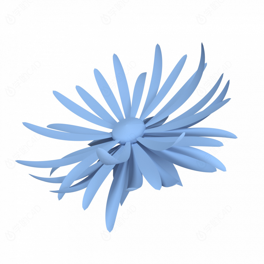 立体蓝色花朵花卉植物C4D模型