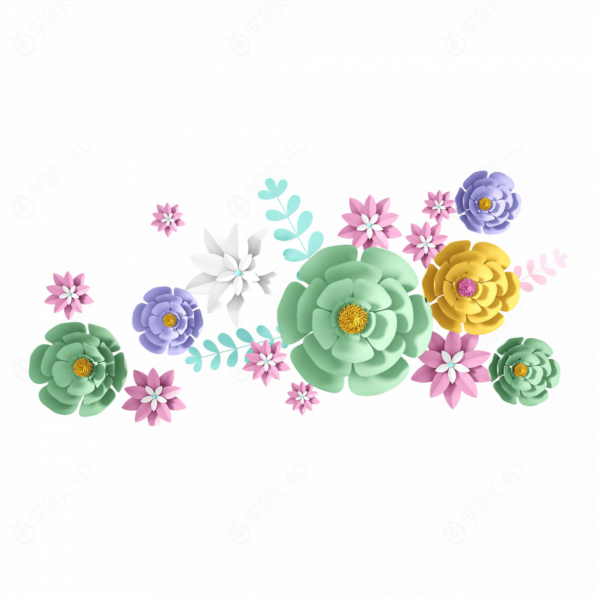 立体彩色花朵花卉植物C4D模型