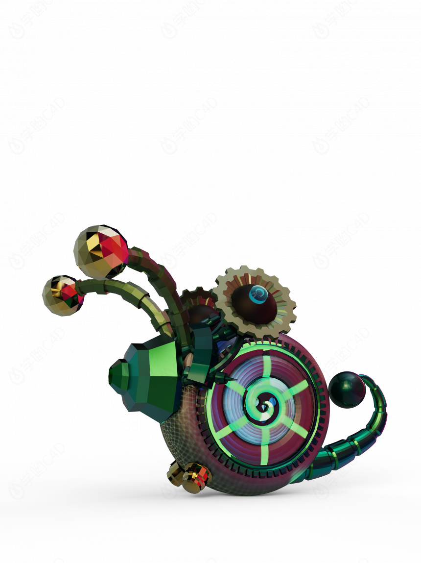 立体创意卡通炫彩蜗牛C4D模型
