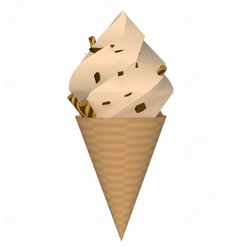 立体冰淇淋甜筒雪顶冰棒C4D模型
