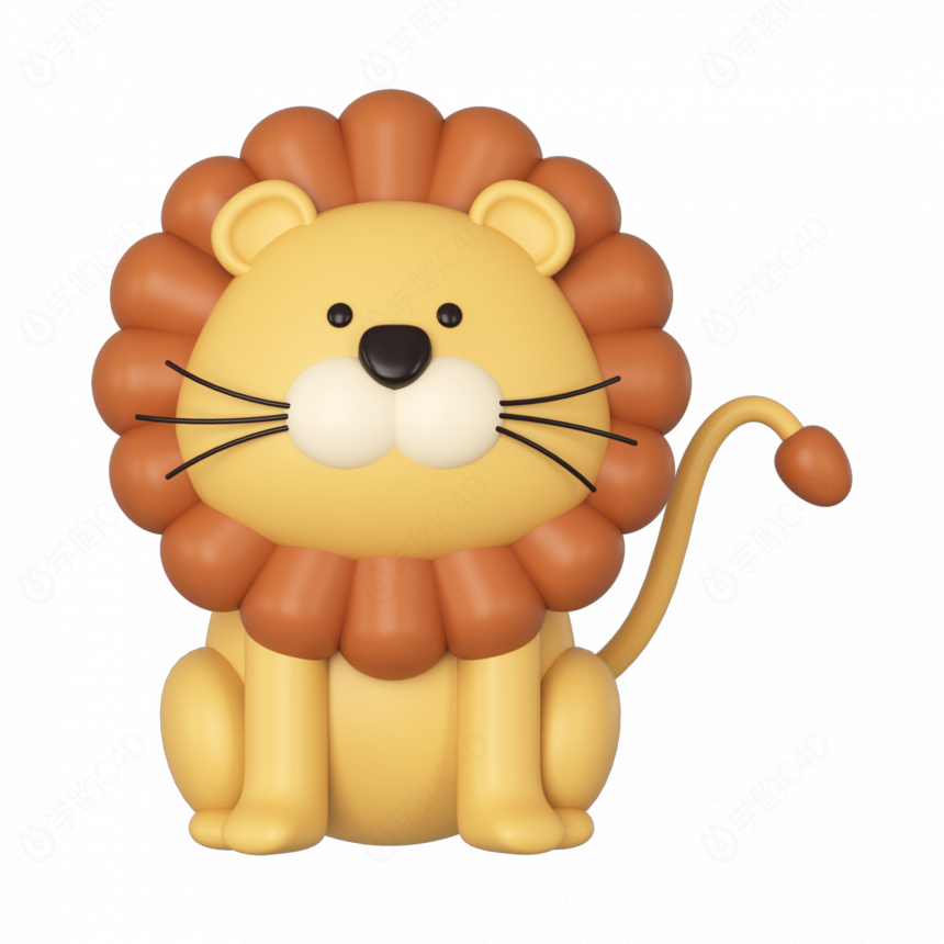 立体卡通小动物狮子C4D模型