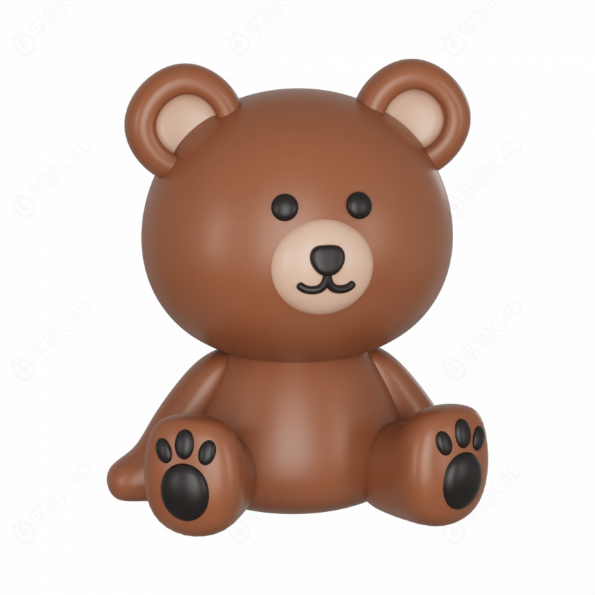 立体卡通小动物小熊C4D模型