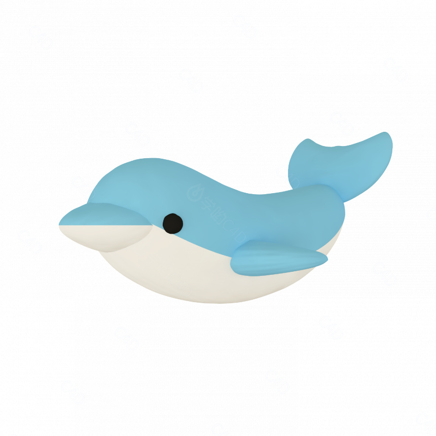 立体卡通小动物海豚C4D模型