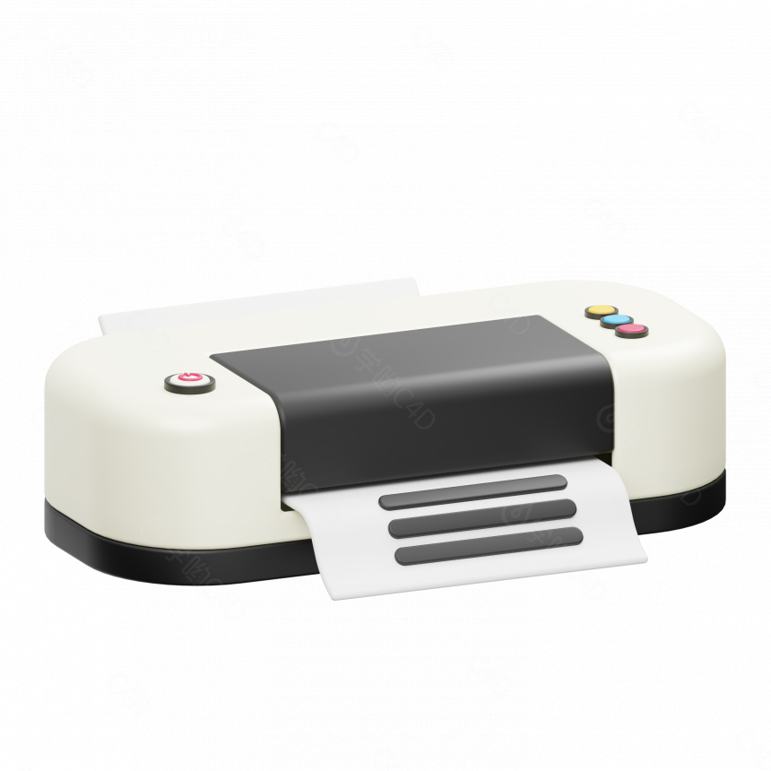 立体卡通打印机办公用品打印机C4D模型