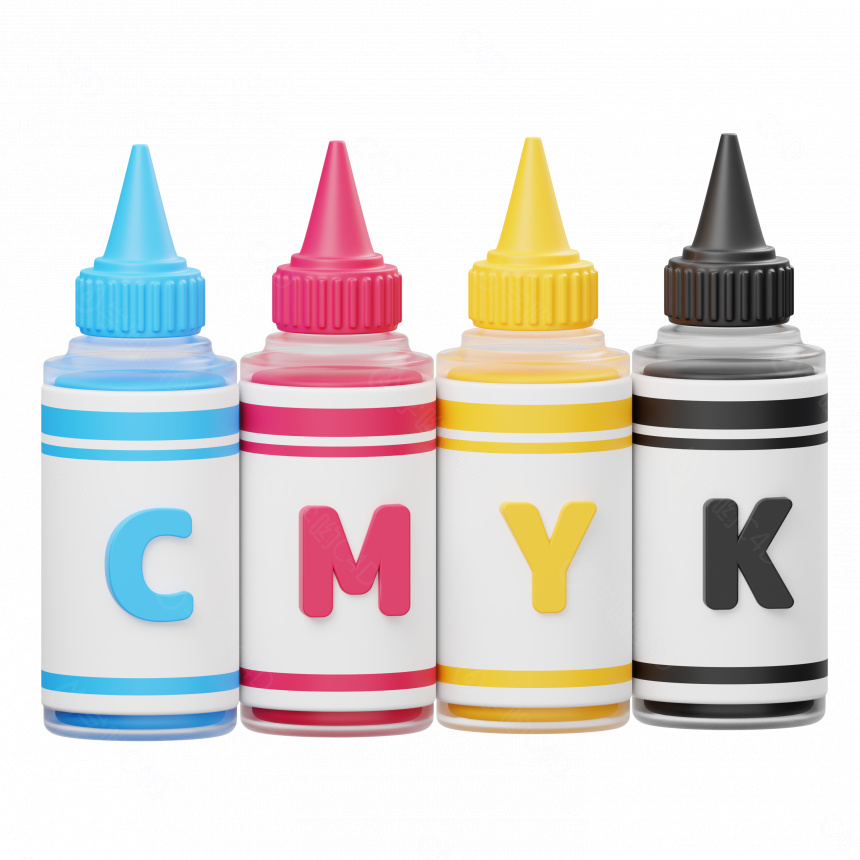 立体卡通打印机办公用品彩色墨水C4D模型