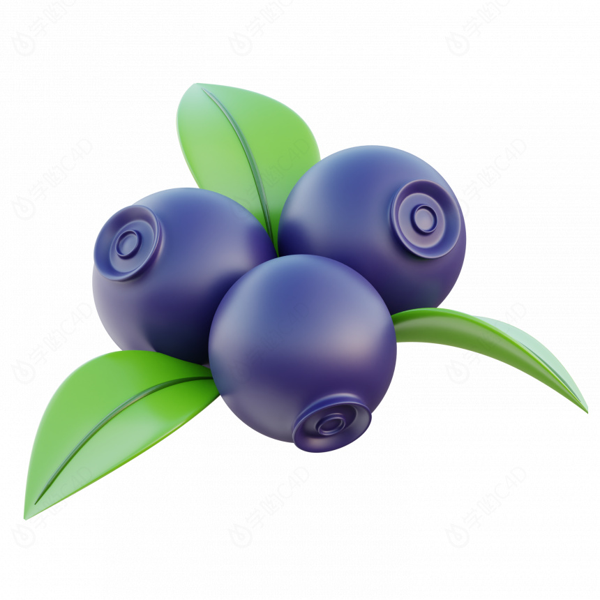 立体现代卡通水果蓝莓C4D模型