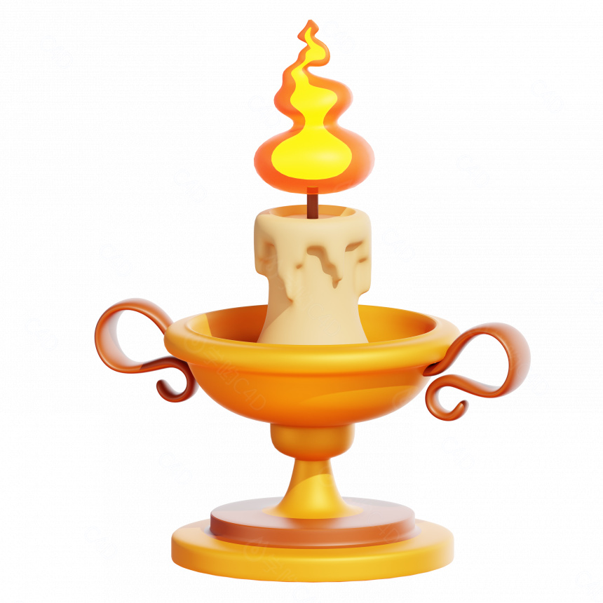 立体卡通中世纪蜡烛烛台C4D模型