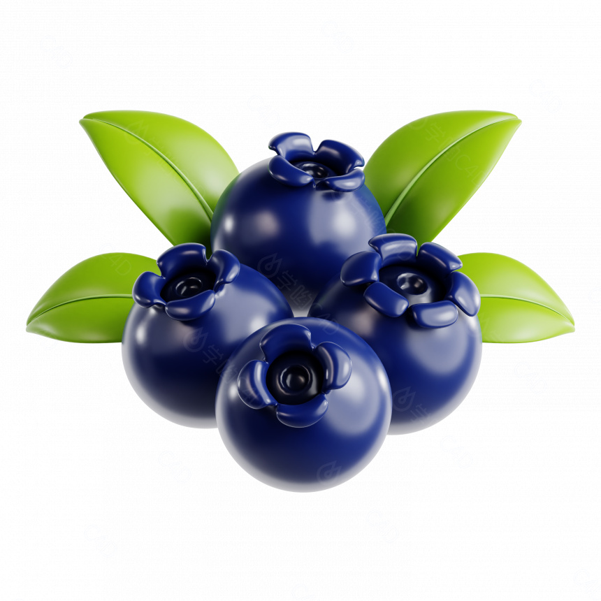 立体卡通现代水果蓝莓C4D模型