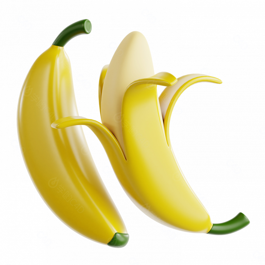 立体卡通现代水果香蕉C4D模型