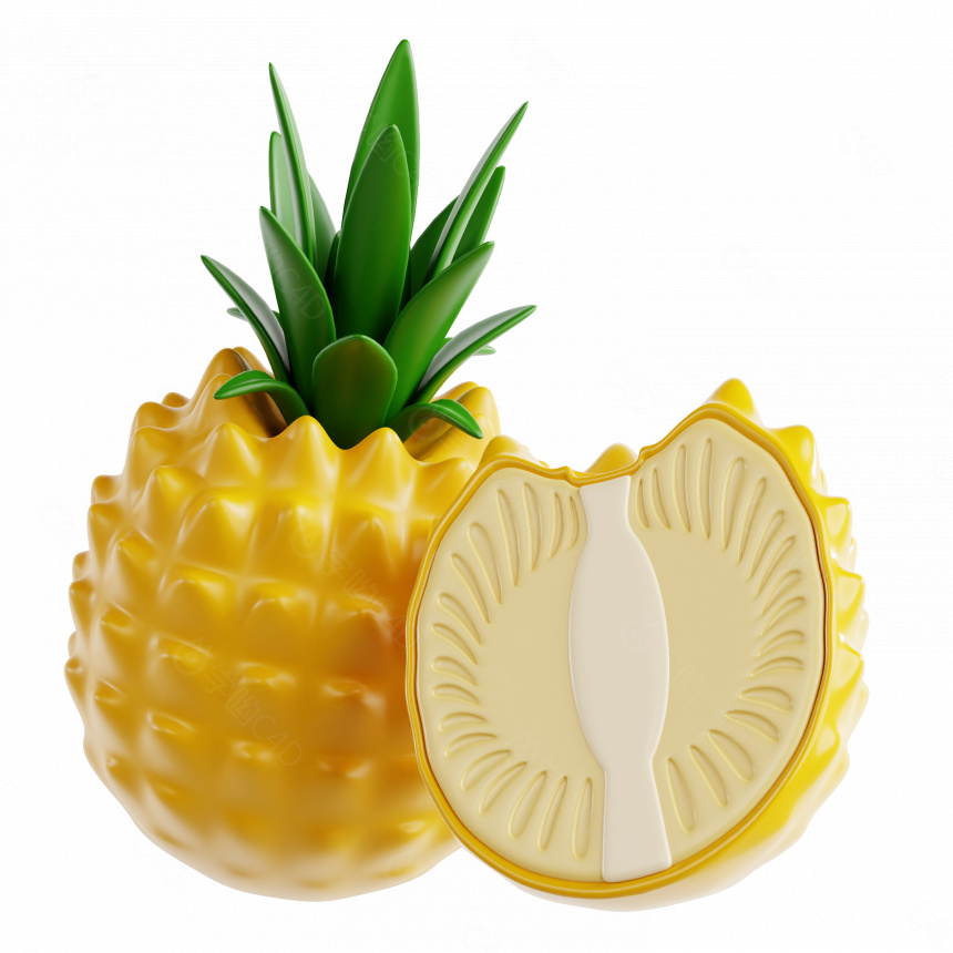 立体卡通现代水果菠萝C4D模型