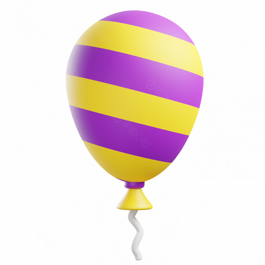 立体卡通节日庆祝彩条气球C4D模型