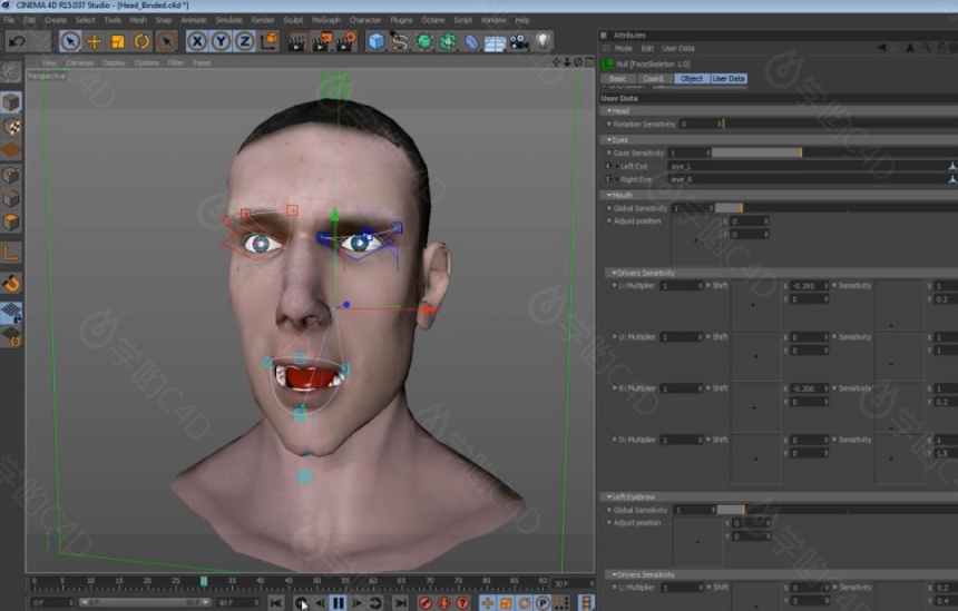 人物表情动画视频面部跟踪控制C4D模型跟踪插件 FaceTracker 1.0
