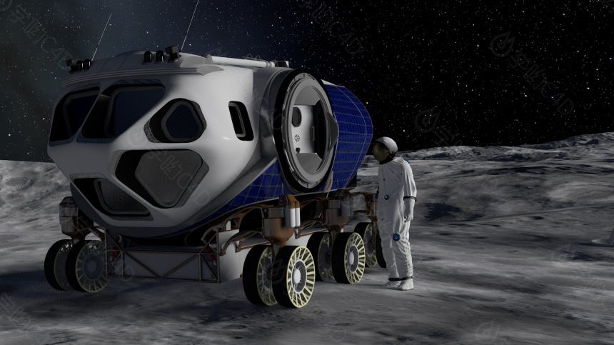 高清月球、月坑表面太空渲染背景图预设