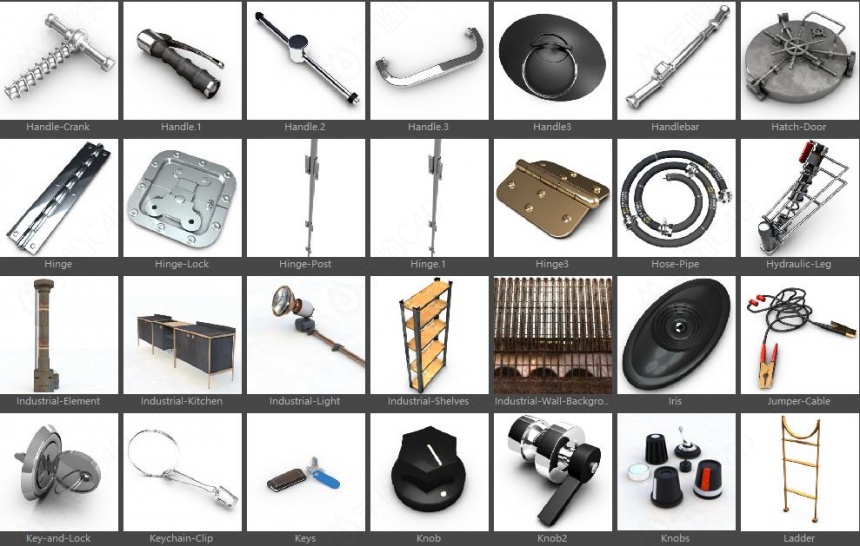 工业模型 螺栓 电缆 金属 废料 插销 铰链 风扇 车轮管