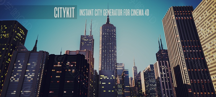 C4D预设 灰猩猩城市预设1.2版本 CityKit v1.2 For Cinema 4D