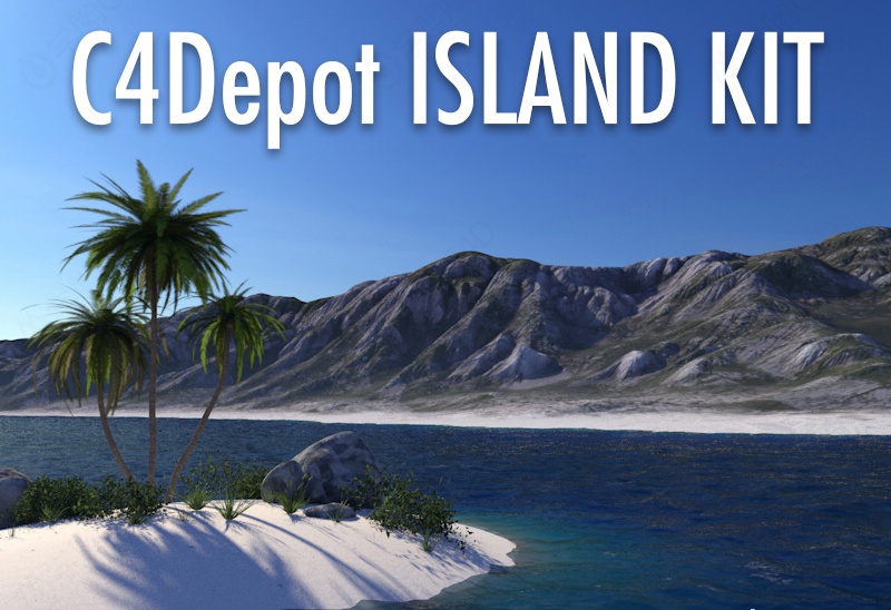 C4D预设 C4Depot岛屿植物景观套装预设