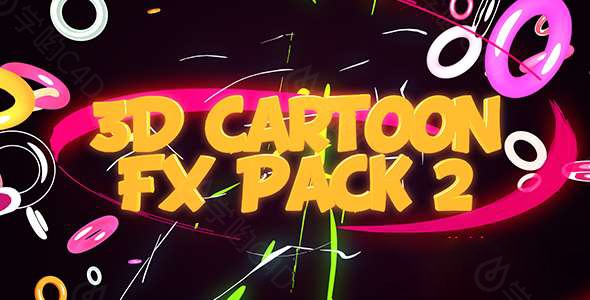 C4D三维卡通MG动画元素第二套 3D Cartoon FX Pack 2